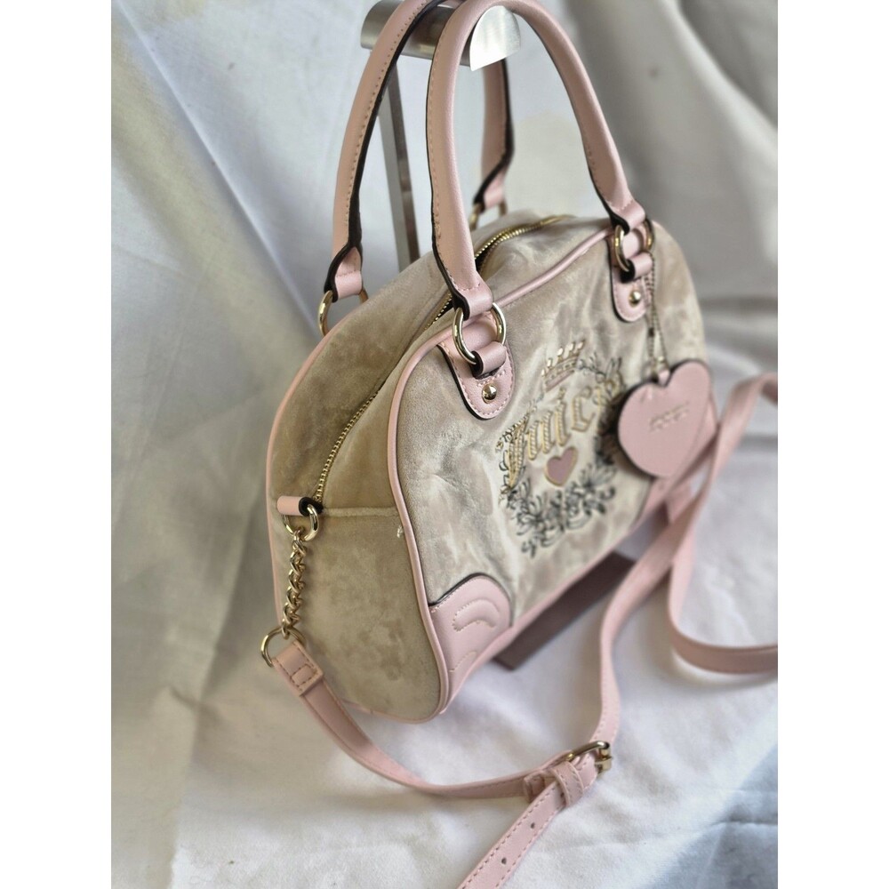 Juicy Couture Caf Heritage Bowlers Handbag Beige Pink Msrp$158 View 4